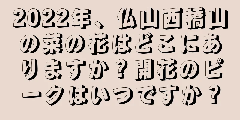 2022年、仏山西橋山の菜の花はどこにありますか？開花のピークはいつですか？