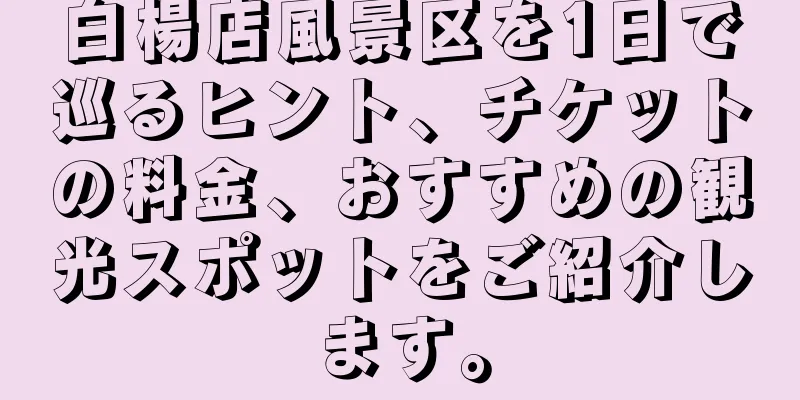 白楊店風景区を1日で巡るヒント、チケットの料金、おすすめの観光スポットをご紹介します。