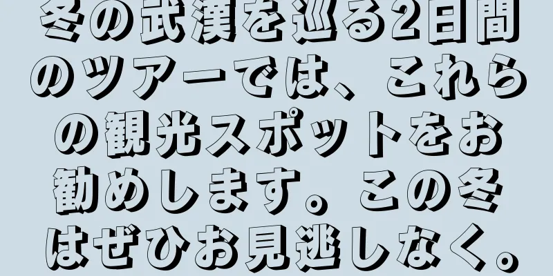 冬の武漢を巡る2日間のツアーでは、これらの観光スポットをお勧めします。この冬はぜひお見逃しなく。