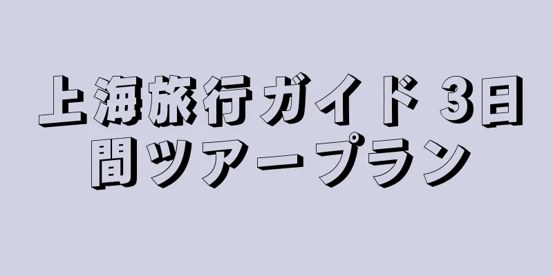 上海旅行ガイド 3日間ツアープラン