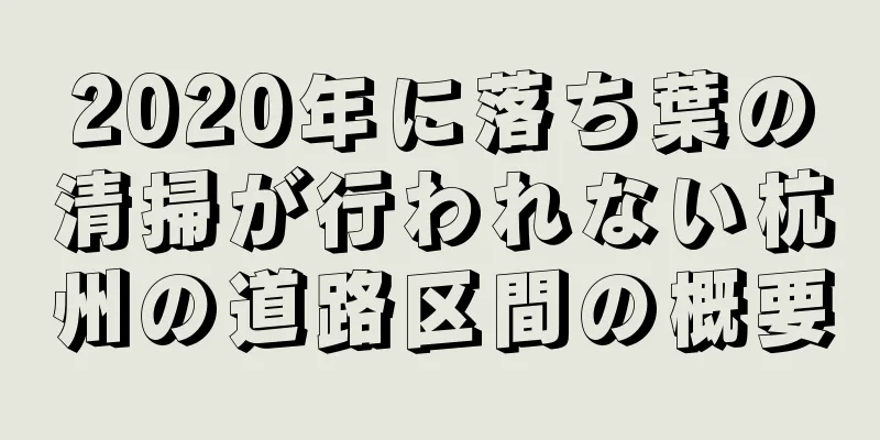 2020年に落ち葉の清掃が行われない杭州の道路区間の概要