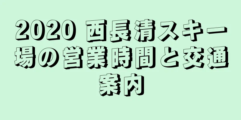 2020 西長清スキー場の営業時間と交通案内