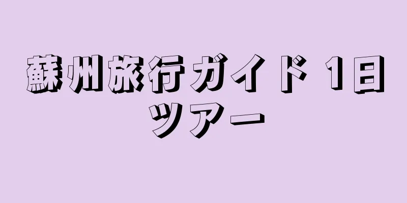 蘇州旅行ガイド 1日ツアー