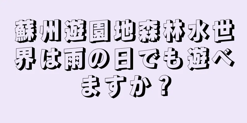 蘇州遊園地森林水世界は雨の日でも遊べますか？
