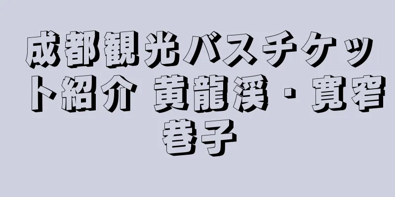 成都観光バスチケット紹介 黄龍渓・寛窄巷子