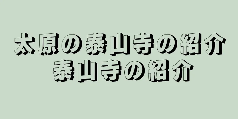 太原の泰山寺の紹介 泰山寺の紹介