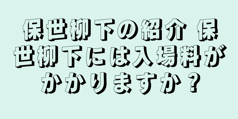 保世柳下の紹介 保世柳下には入場料がかかりますか？