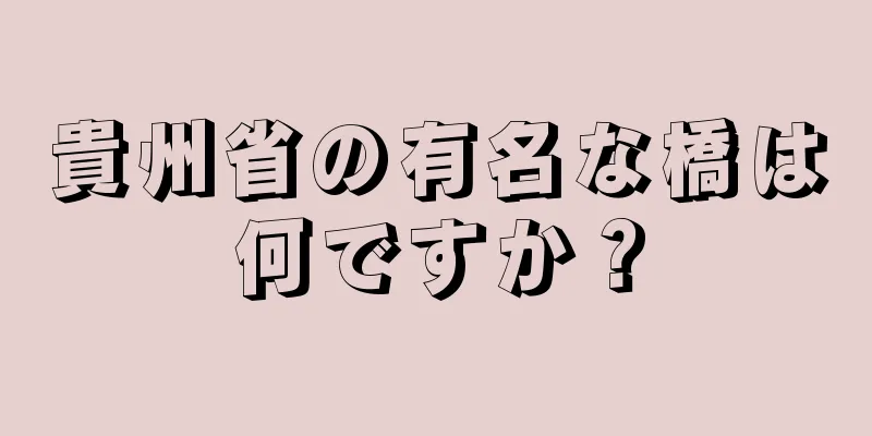 貴州省の有名な橋は何ですか？