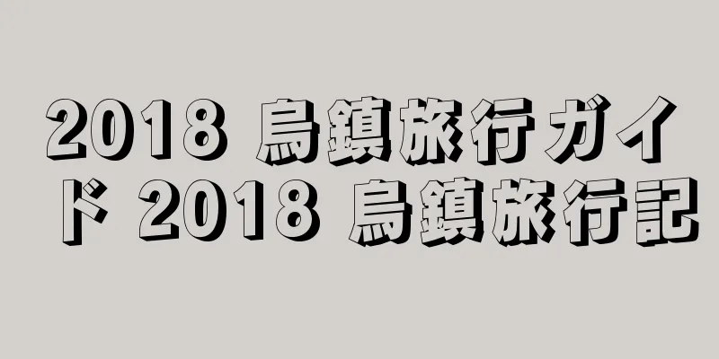2018 烏鎮旅行ガイド 2018 烏鎮旅行記