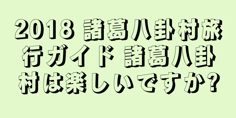 2018 諸葛八卦村旅行ガイド 諸葛八卦村は楽しいですか?