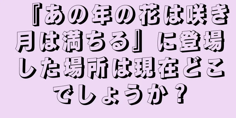 『あの年の花は咲き月は満ちる』に登場した場所は現在どこでしょうか？