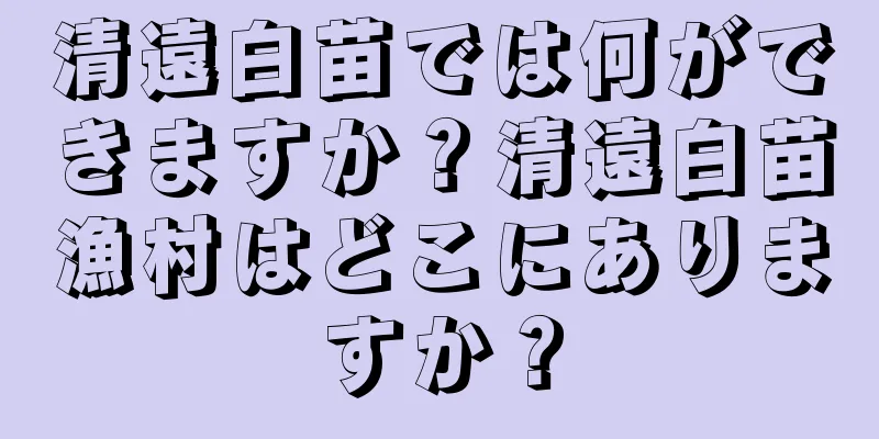 清遠白苗では何ができますか？清遠白苗漁村はどこにありますか？