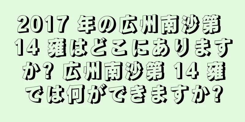 2017 年の広州南沙第 14 雍はどこにありますか? 広州南沙第 14 雍では何ができますか?
