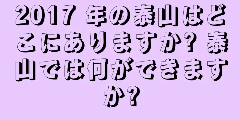 2017 年の泰山はどこにありますか? 泰山では何ができますか?