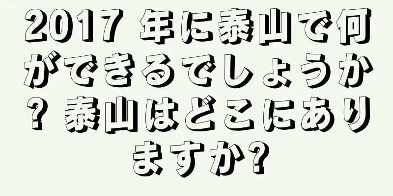 2017 年に泰山で何ができるでしょうか? 泰山はどこにありますか?