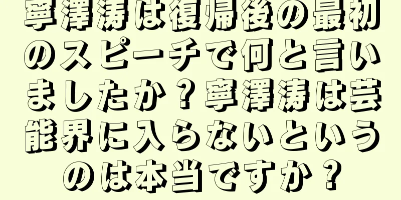 寧澤涛は復帰後の最初のスピーチで何と言いましたか？寧澤涛は芸能界に入らないというのは本当ですか？
