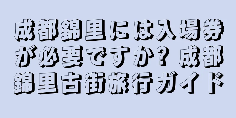 成都錦里には入場券が必要ですか? 成都錦里古街旅行ガイド