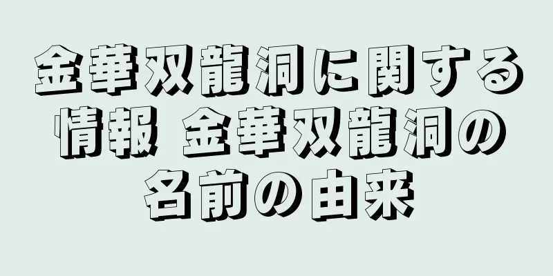 金華双龍洞に関する情報 金華双龍洞の名前の由来