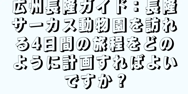 広州長隆ガイド：長隆サーカス動物園を訪れる4日間の旅程をどのように計画すればよいですか？