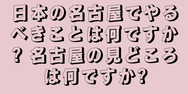 日本の名古屋でやるべきことは何ですか? 名古屋の見どころは何ですか?