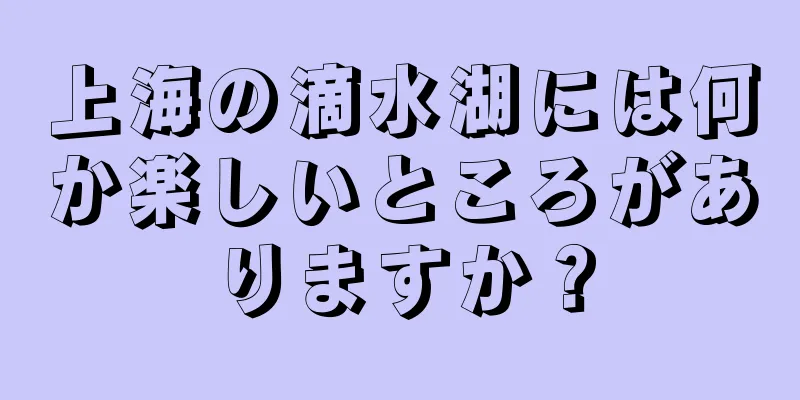 上海の滴水湖には何か楽しいところがありますか？